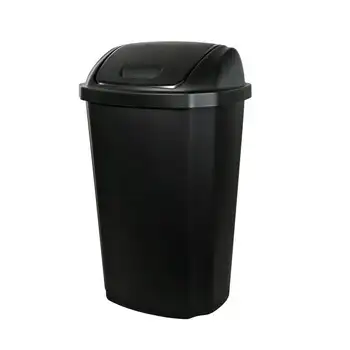 пластмасова кофа за боклук за кухня с панти капак, черен
