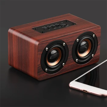 W5 Дървени Колони Bluetooth Безжичен Високоговорител 10 W Двойна Викат Шокиращо Бас HIFI Саундбокс Интелигентни Voice Аудио Високоговорител