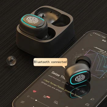 Новата безжична Bluetooth слушалка, мини-тапи за уши с чувствителен на допир осветление, защита от пот, стерео слушалки с високо качество на звука