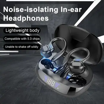 Безжични спортни слушалки с микрофон, водоустойчива led дисплей, стереонаушниками HifFi с ниска латентност, Bluetooth-съвместими слушалки 5.3