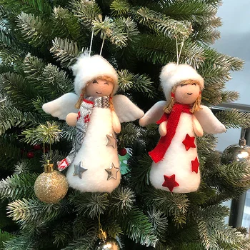 Креативна плюшен кукла с крила на Ангел, Коледни украси, Прекрасна висулка във формата на Коледната елха, Коледната украса за дома, подаръци за деца
