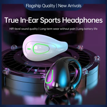 Нов скоба за ушите S20, Слушалки с едно ухо, Безжични Bluetooth слушалки с въздушна проводимост, с микрофон, HiFi качество на звука, Спортни слушалки IPX5