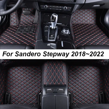 Автомобилни постелки за Sandero Stepway 2018 ~ 2022, Център автоматична доставка, интериорни Аксесоари, кожени Килими, постелки за краката
