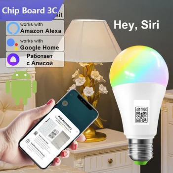 Homekit Алекса Smart Bulb Wifi Led Крушка E27 RGB Лампа 110V 220V Yandex Алиса Google Home Приложението Siri за Гласово Управление за Iphone