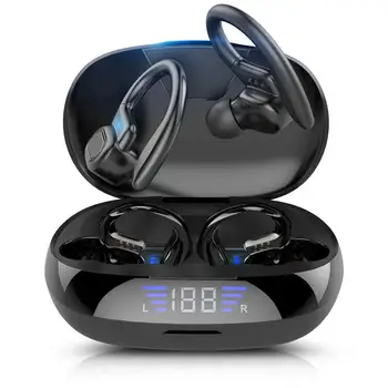 Безжични слушалки с бързо зареждане, Bluetooth-съвместими слушалки, водоустойчива, безжична спортни слушалки с led дисплей за активна почивка.