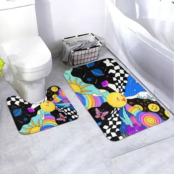 Модерен комплект постелки за баня, водопоглощающий и противоскользящий подложка за пода, 2 броя, против хлъзгане, накладки, подложка за вана + контур