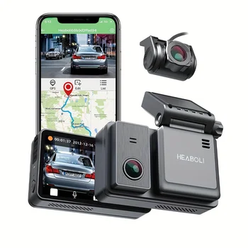 Двойна видеорегистраторная камера за 4K: сензорен екран 3 IPS, Wi-Fi, GPS, нощно виждане и режим на паркиране-максимална сигурност на автомобила!