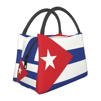 Изолирани пакети за обяд от флага на Куба за пикник на открито, Кубински Патриотичен многократна употреба термохолодильник Bento Box за жени