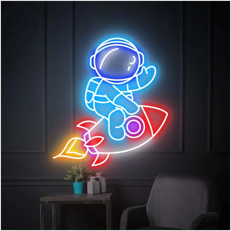 Дизайнерски неонова лампа във формата на чужденец, led неонова реклама за детски стаи, декориране на спалня, честит Рожден Ден, Персонализиран интериор лампа
