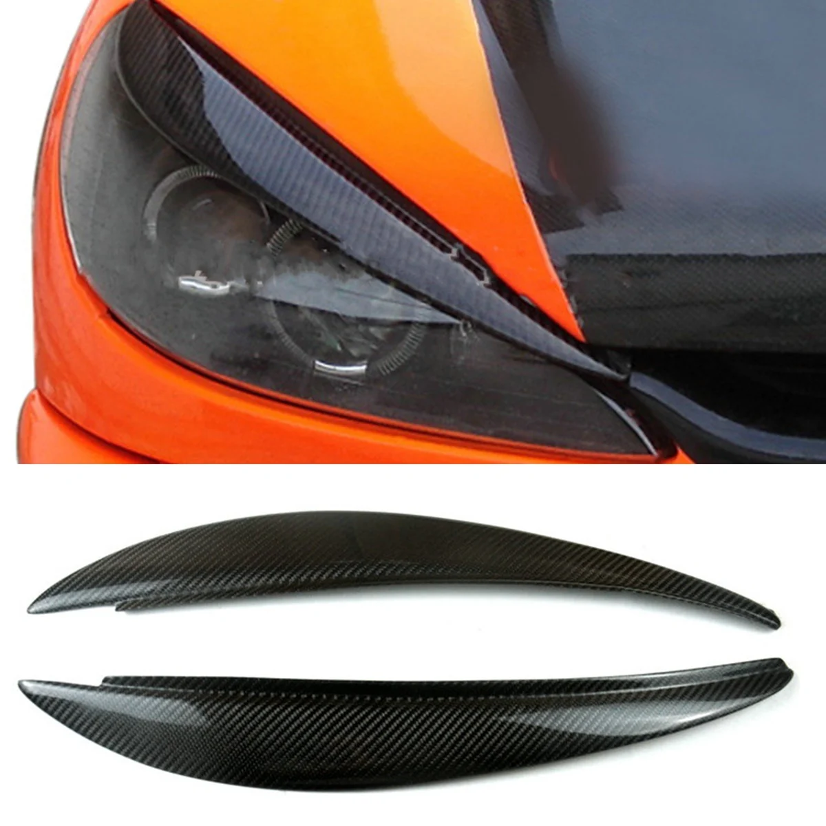За 2006-2010 Peugeot 206 предния Капак фарове, изработени от въглеродни влакна, главното светило, тампон за очи и вежди
