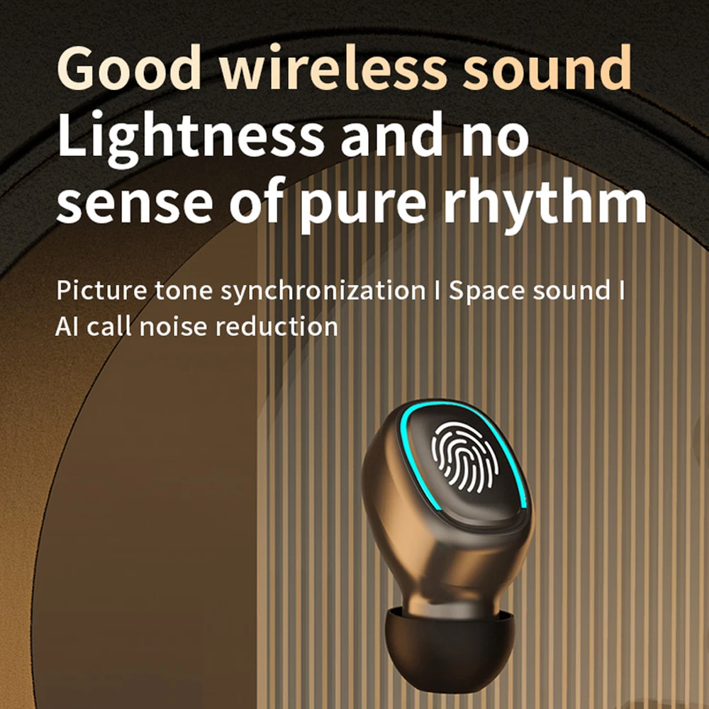 Новата безжична Bluetooth слушалка, мини-тапи за уши с чувствителен на допир осветление, защита от пот, стерео слушалки с високо качество на звука
